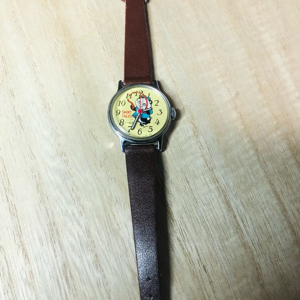 Kids Brown Leather Strap Watch with Cartoon Dial